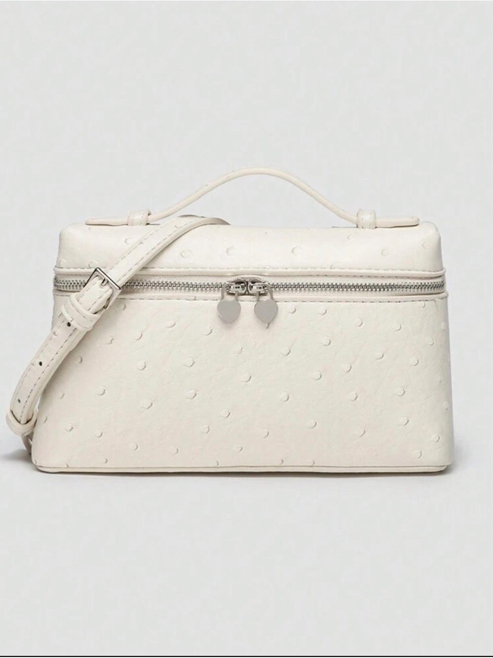 Cream Structured Top-Handle Crossbody Bag